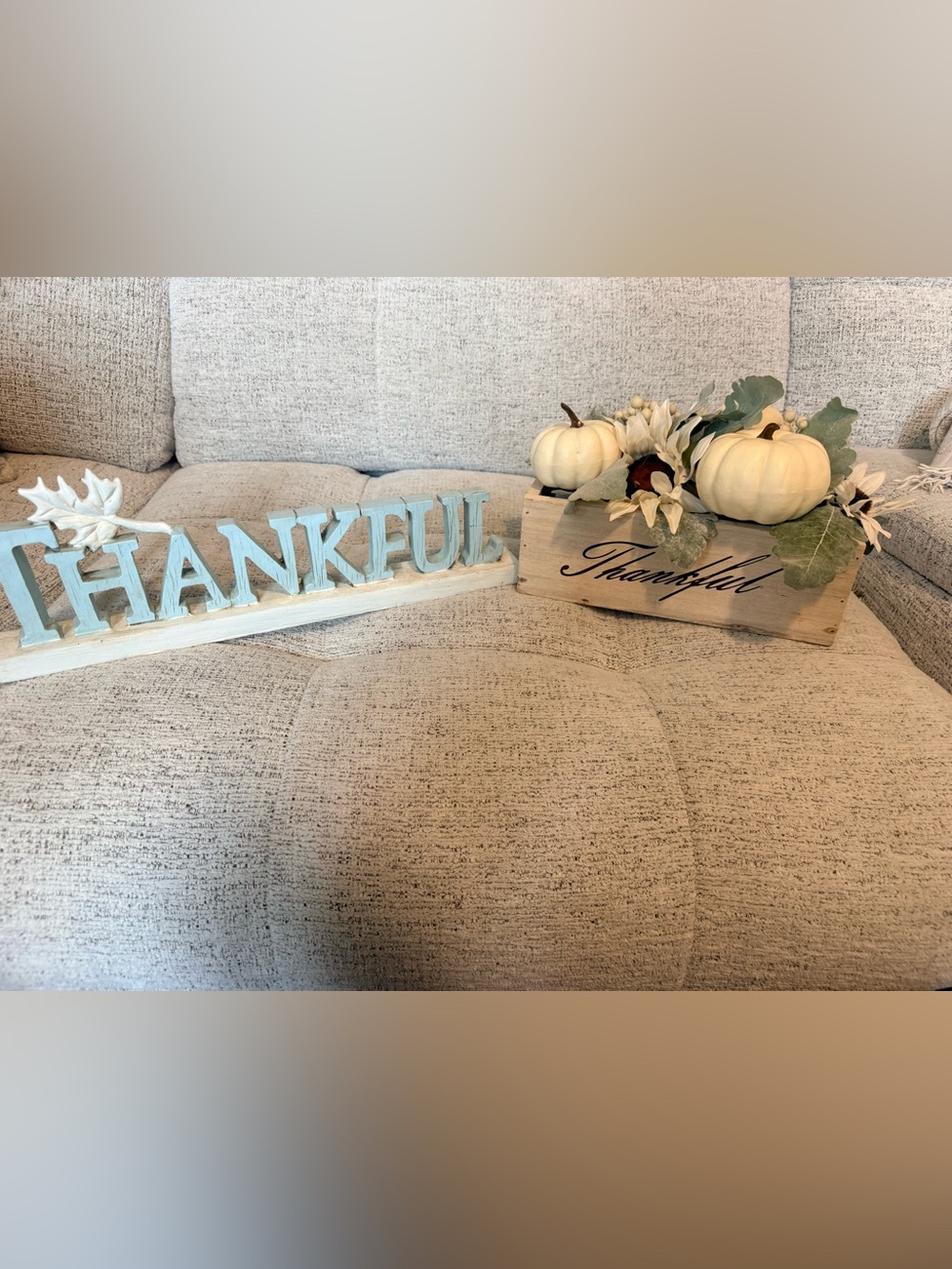 Thankful Wooden Table Decor - Light Blue